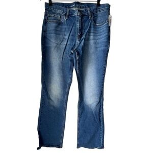 Women's jean Boot cut cowgirl built in flew blue washer plus size casual 34x32